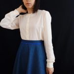 kallioπ denim cloche midi skirt