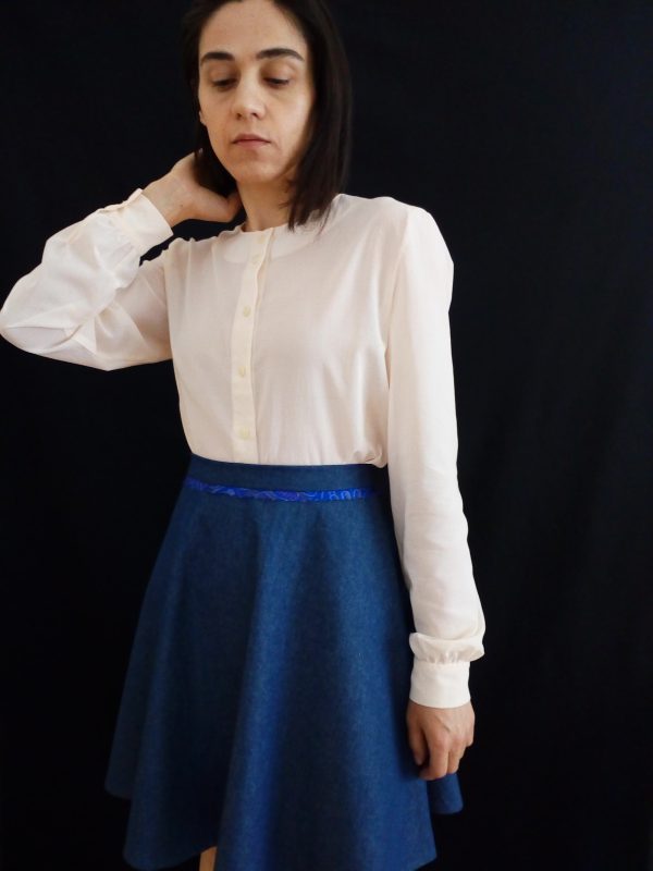 kallioπ denim cloche midi φουστα