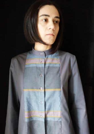 kallioπ WOMEN’S SHIRT WITH MAO COLLAR,LONG SLEEVE,STRAIGHT LINE