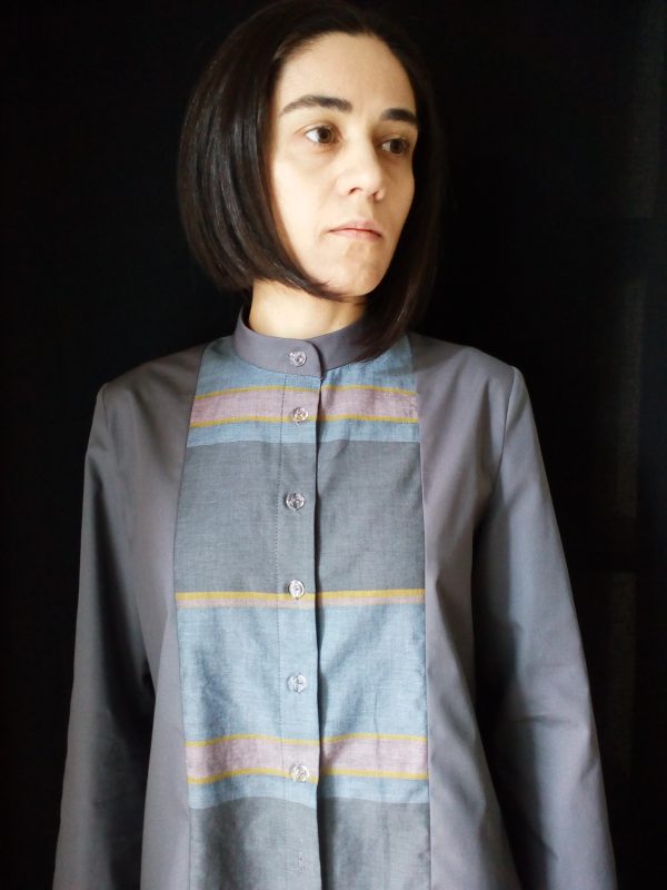 kallioπ WOMEN'S SHIRT WITH MAO COLLAR,LONG SLEEVE,STRAIGHT LINE